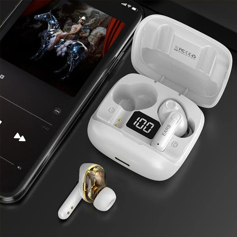 Wireless Bluetooth Earbuds with Digital Display, Noise Reduction, and Long Battery Life