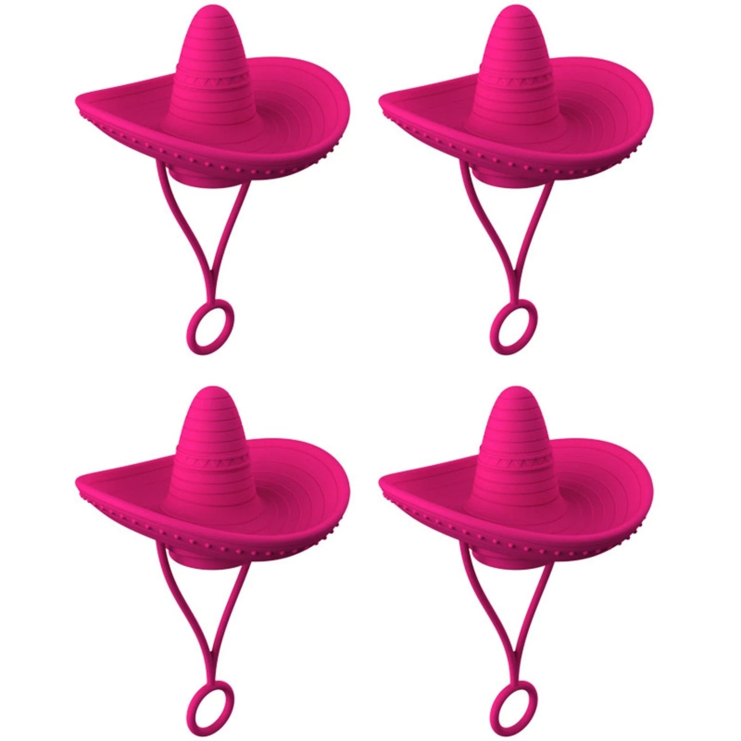 Stylish cowboy hat-shaped straw covers made of food-grade silicone in vibrant macaroon colors for protecting and decorating drinks