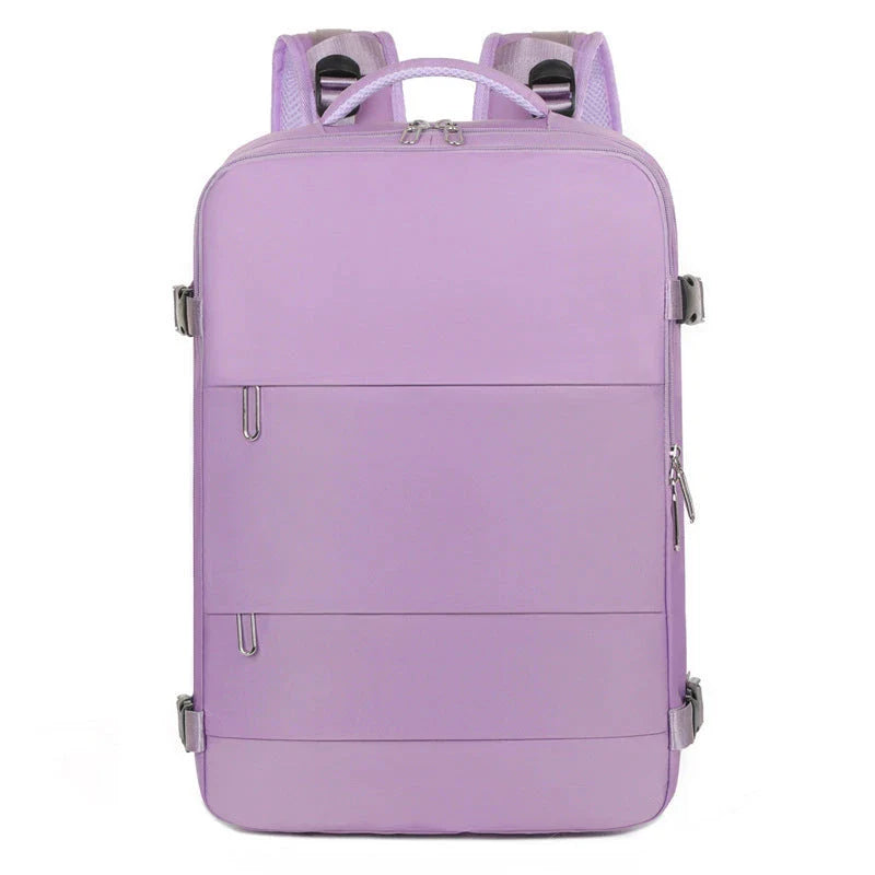 Versatile travel backpack for women with large capacity, waterproof design, and organized interior compartments