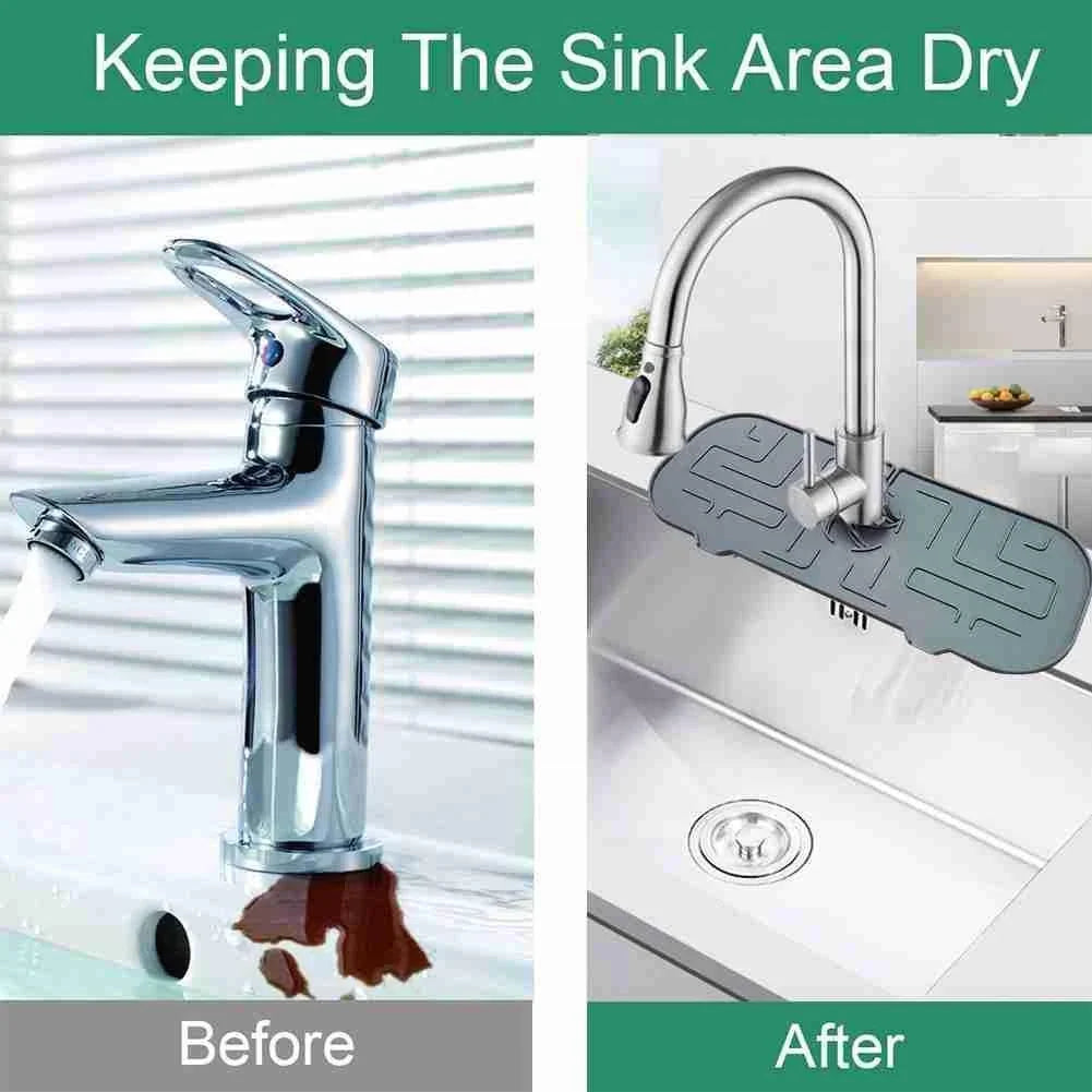 Premium silicone faucet splash guard for clean, dry kitchen and bathroom countertops