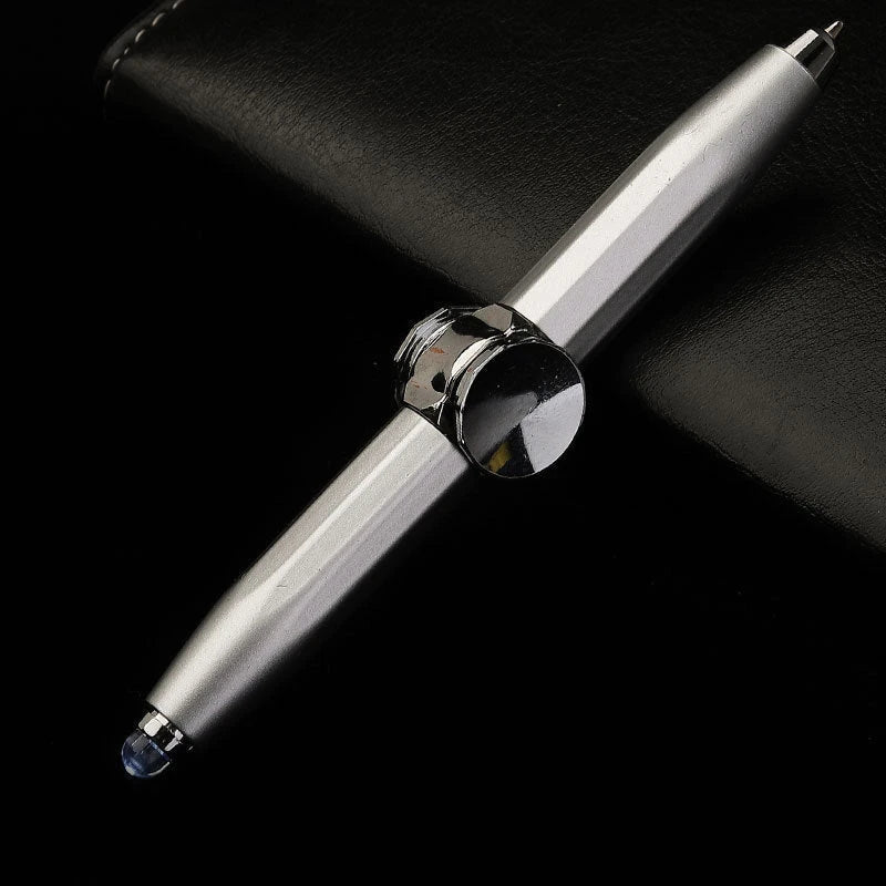 Versatile LED-powered gyro ballpoint pen with a mesmerizing spinner for stress relief and improved productivity