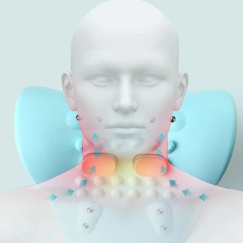 Versatile cervical traction massager with adjustable massage settings and heating function for neck pain relief