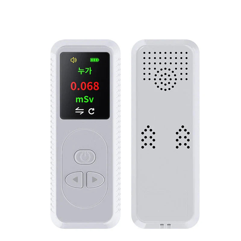Portable radiation detector with TFT color display, sound alarm, and compact design for on-the-go use