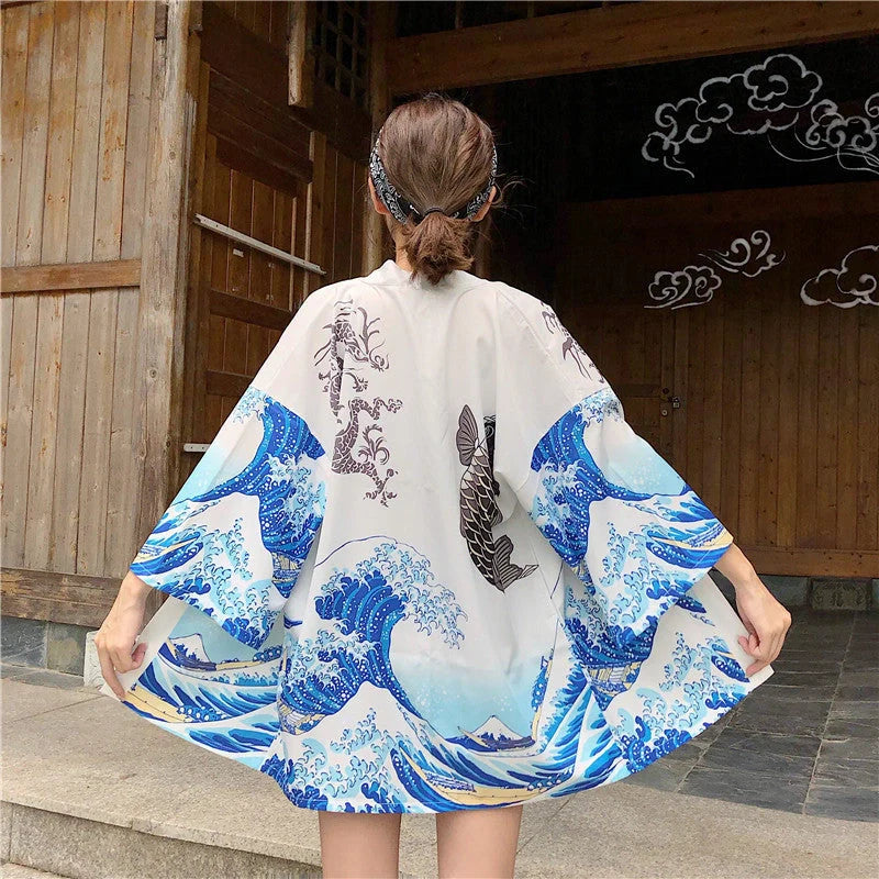 Stylish summer sun protection cotton shirt with geometric pattern