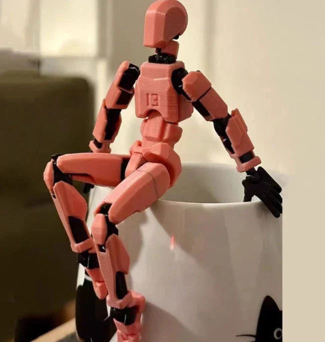 Customizable 3D printed multi-jointed action figure robot toy in various vibrant colors