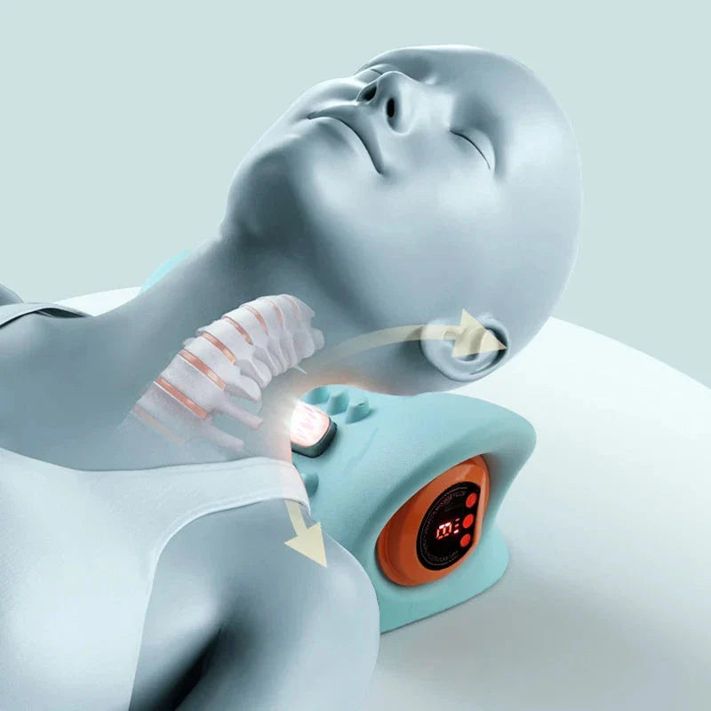 Versatile cervical traction massager with adjustable massage settings and heating function for neck pain relief