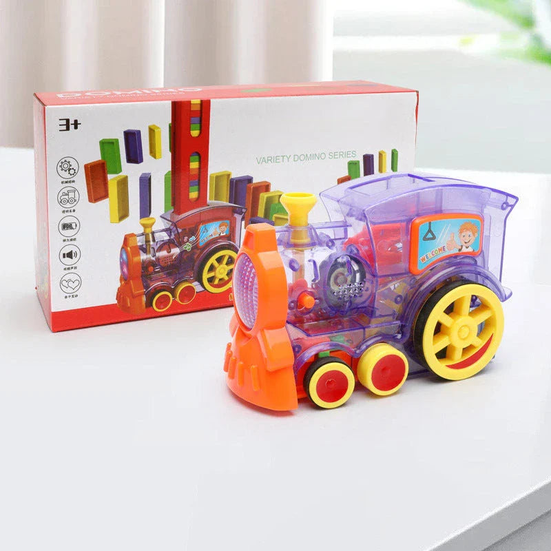 Domino Domino Train Building Blocks Toy with Automatic Dominoes Release for Engaging Educational Play