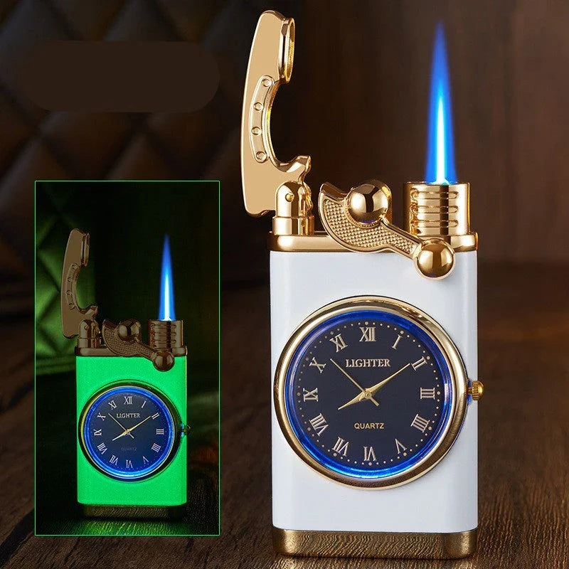 Multipurpose Butane Lighter and Wrist Watch Combo with Adjustable Flame, Durable Construction, and Stylish Design