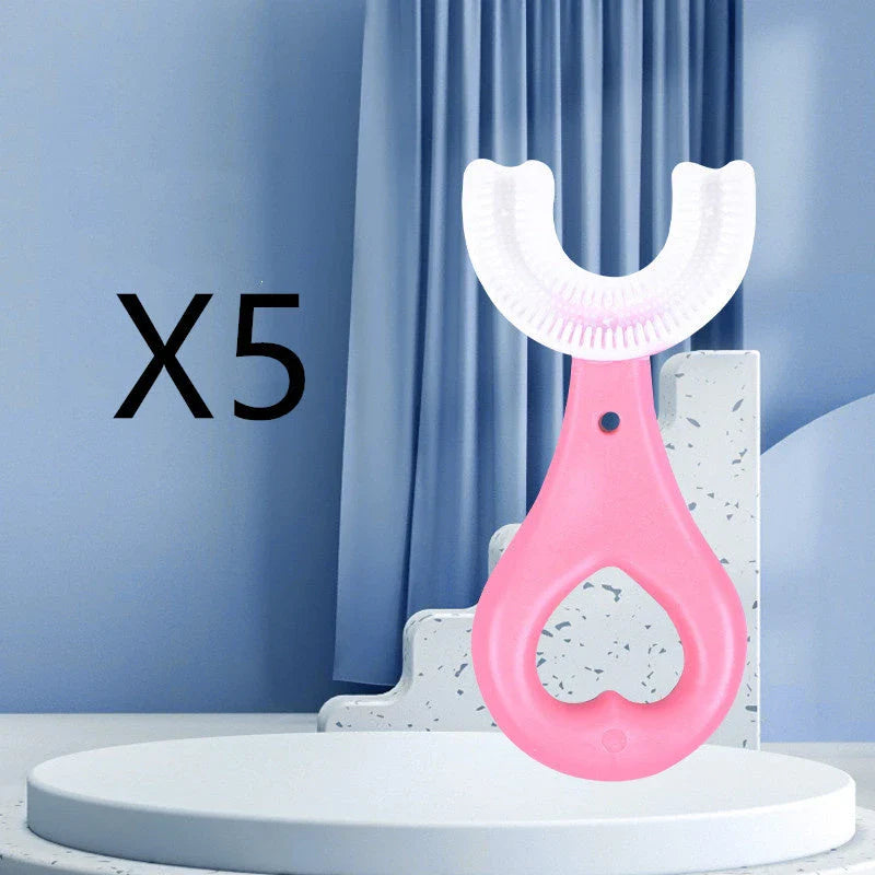 U-Shaped Soft Rubber Toothbrushes for Kids in Vibrant Colors