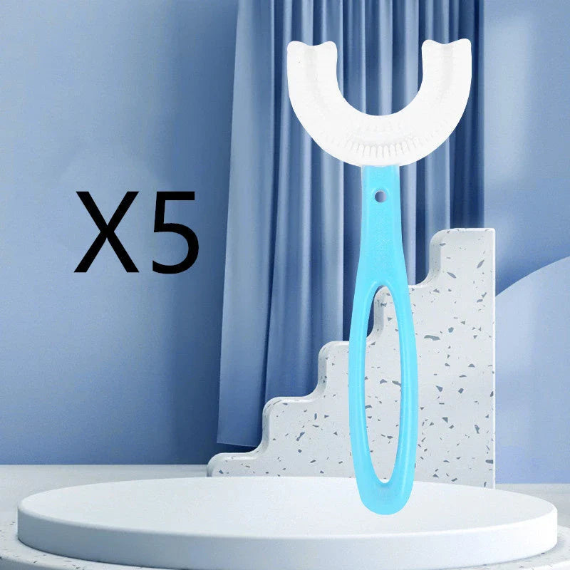 U-Shaped Soft Rubber Toothbrushes for Kids in Vibrant Colors