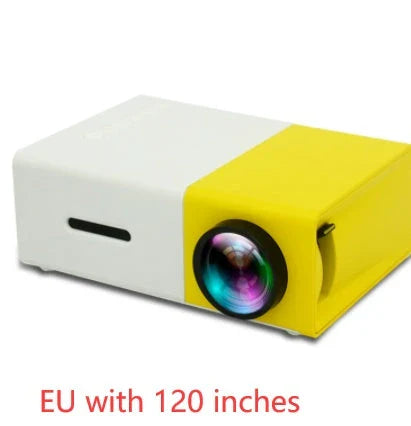 Compact 1080p HD home cinema projector with versatile connectivity and adjustable display settings
