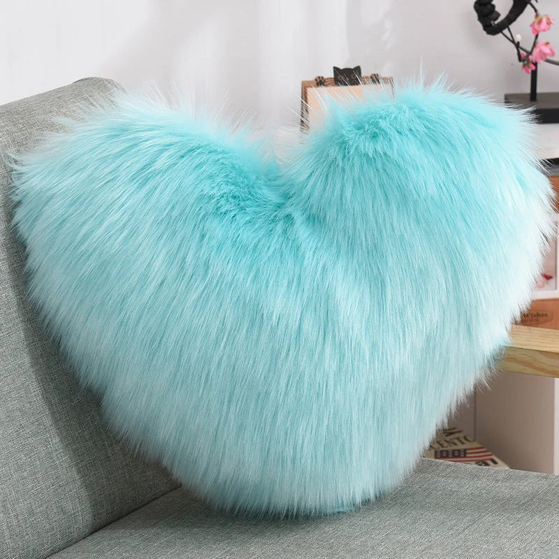 Soft, plush heart-shaped decorative throw pillow covers in various colors for living room and bedroom decor