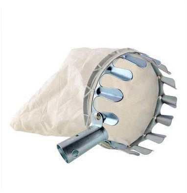 High-quality fruit picker tool with sturdy metal frame and reinforced cloth bag for effortless fruit harvesting from tall trees