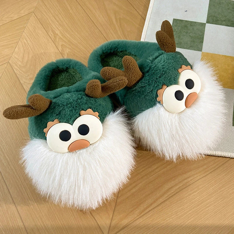 Homeenjoy_UK Cozy Cartoon Deer Plush Slippers for Warm Winter Comfort