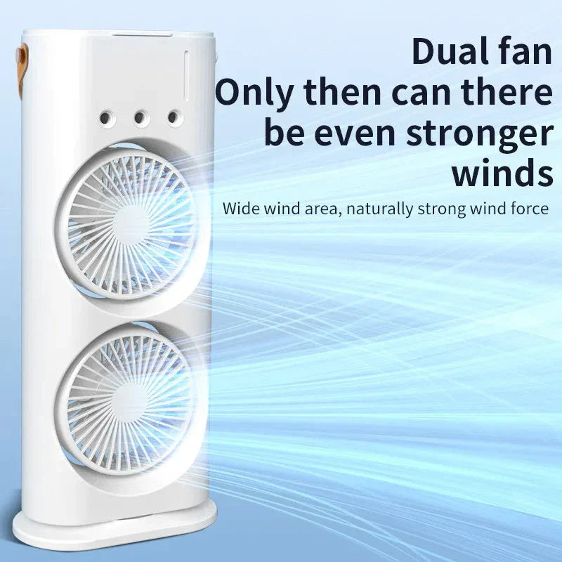 Versatile Portable Humidifier Fan with Cooling Mist - 3-in-1 Climate Control Device in White