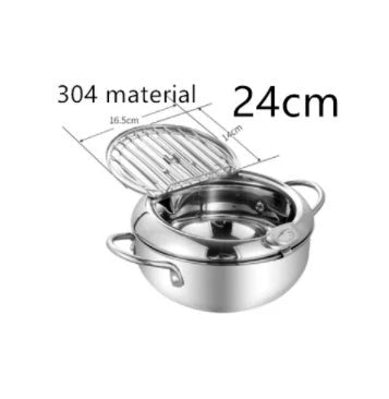 Stainless Steel Telescopic Frying Basket with Removable Thermometer for Precise Temperature Control and Easy Frying