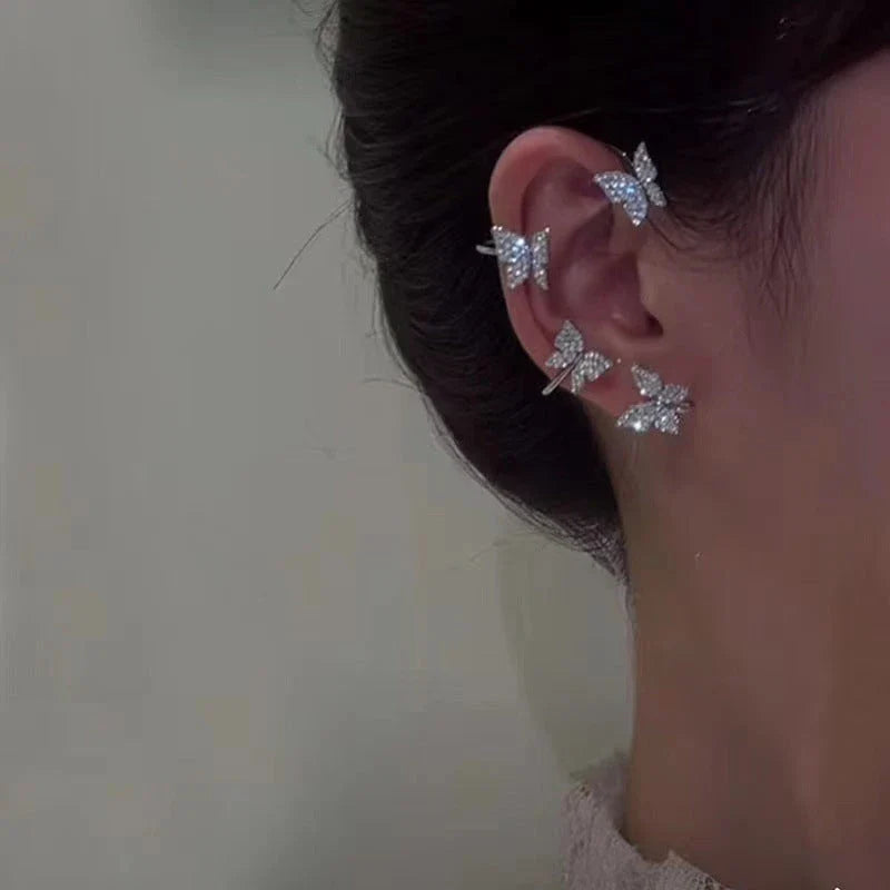 Stylish gold and silver butterfly ear cuffs - fashionable jewelry for women