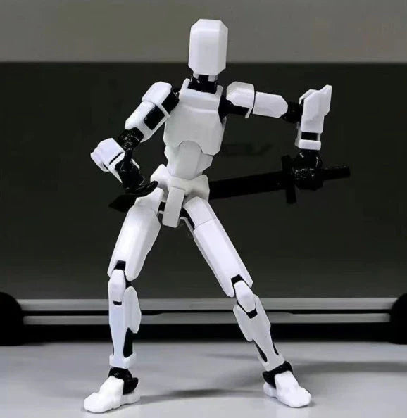 Customizable 3D printed multi-jointed action figure robot toy in various vibrant colors