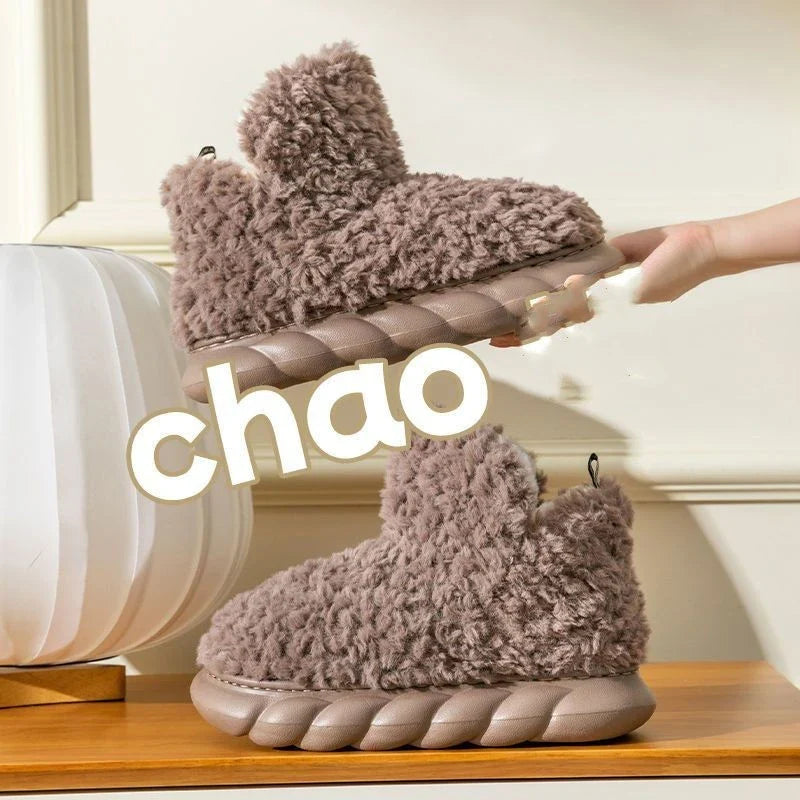 Cozy plush waterproof slippers in a variety of vibrant colors, featuring a stylish design and durable construction for indoor and outdoor wear