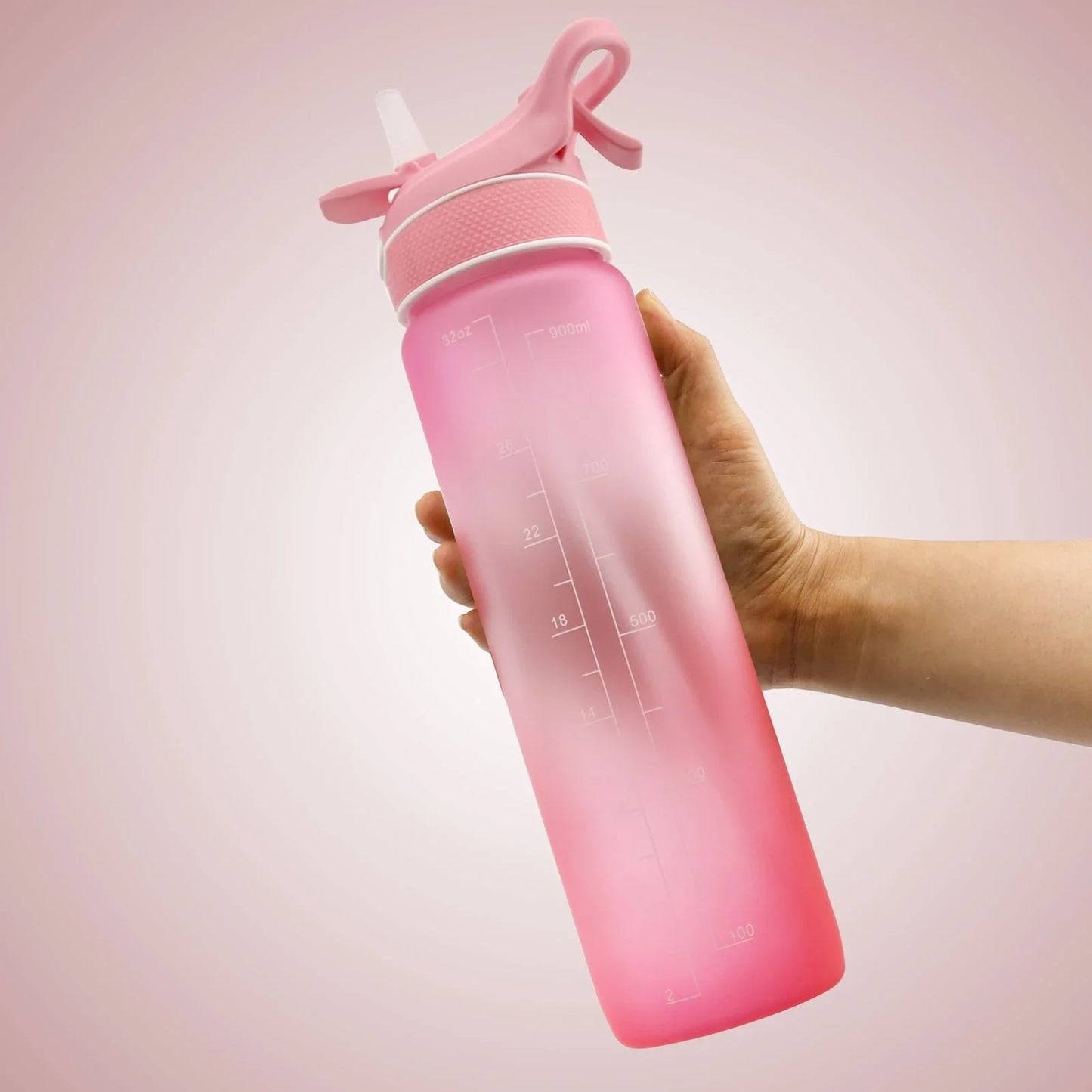 Premium sports water bottle with one-touch open cover, straw, and spray function, made of durable Tritan material in vibrant colors for active lifestyles.