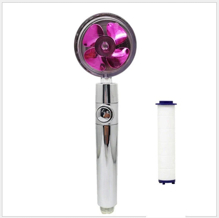 A high-pressure handheld shower head with a turbo-charged water flow and a cotton filter for a luxurious, spa-like bathing experience.