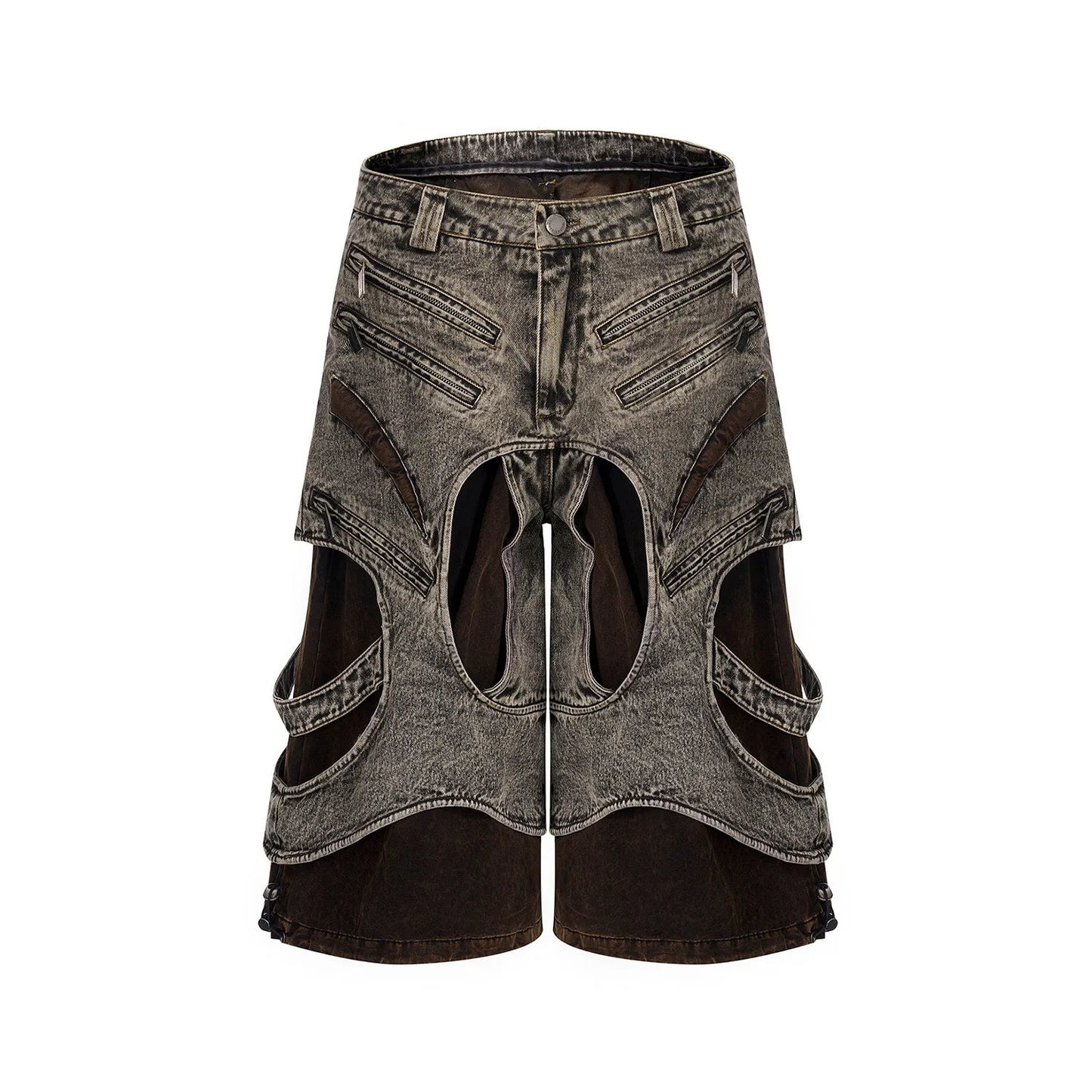 Men's sleeveless denim vest with front zipper closure in cotton fabric