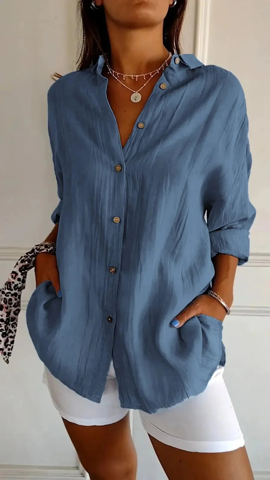 Stylish Women's Long Sleeve Pleated Shirt in various colours