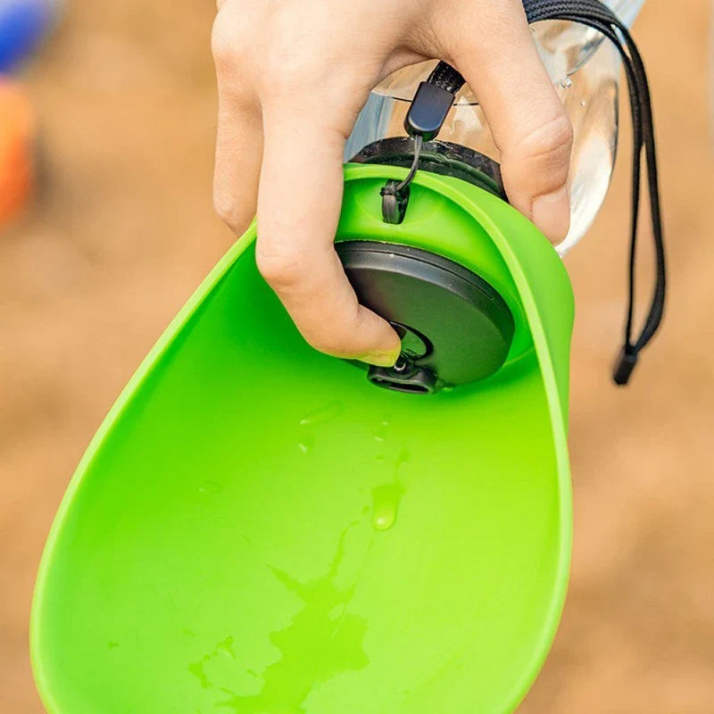 Portable pet water bottle with drinking bowl for small and large dogs in various colors