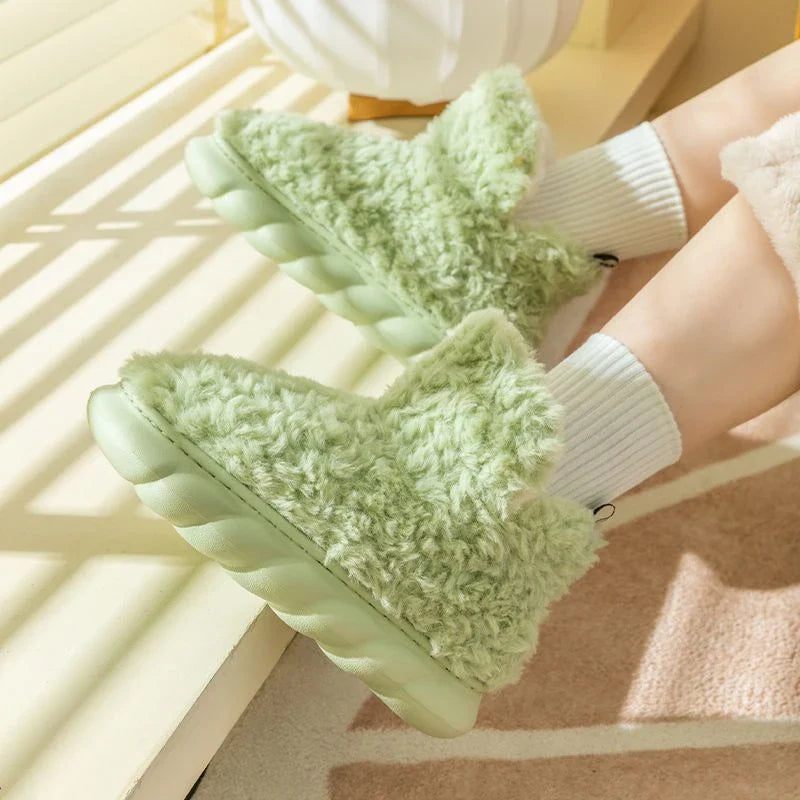 Cozy plush waterproof slippers in a variety of vibrant colors, featuring a stylish design and durable construction for indoor and outdoor wear