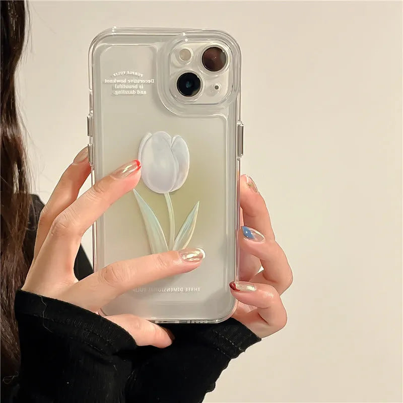 TPU all-inclusive iPhone case in gradient rose and tulip colours showing front and back protection