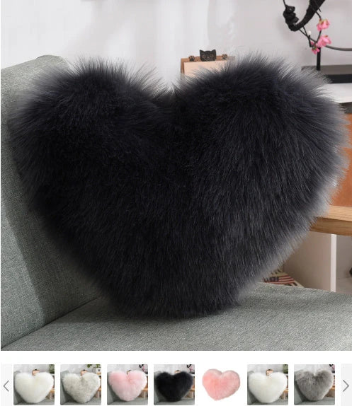 Soft, plush heart-shaped decorative throw pillow covers in various colors for living room and bedroom decor