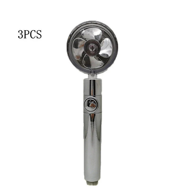 A high-pressure handheld shower head with a turbo-charged water flow and a cotton filter for a luxurious, spa-like bathing experience.