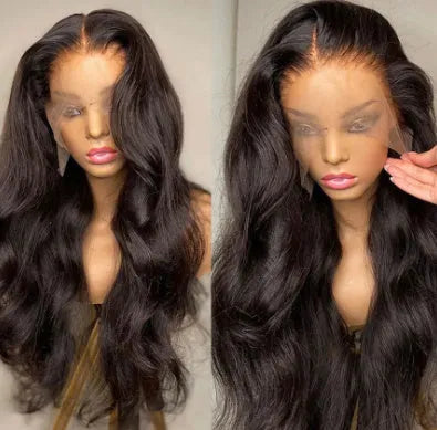 Front lace synthetic wig with gradient colour and long curly style with side bangs