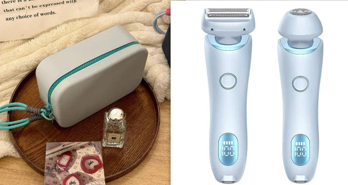 Rechargeable electric shaver for women with dual-head design for whole-body and precision hair removal
