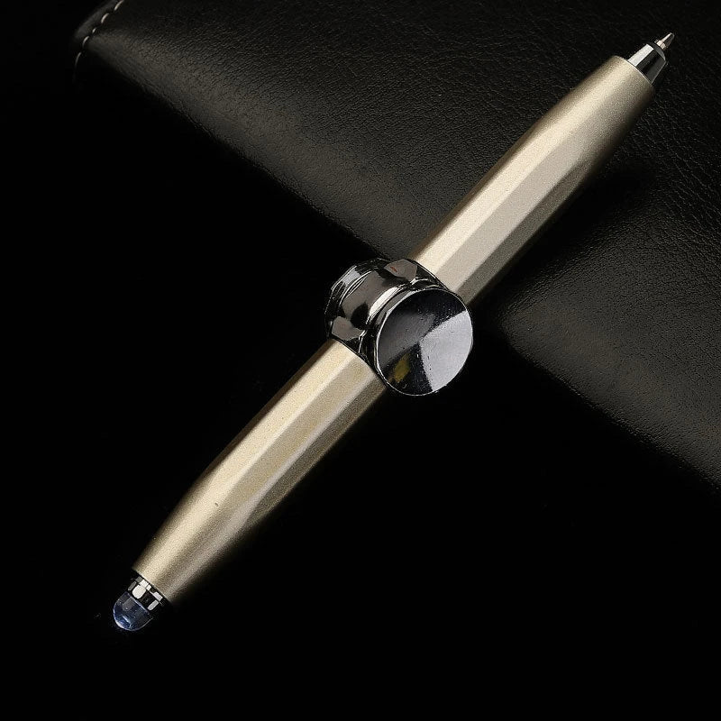 Versatile LED-powered gyro ballpoint pen with a mesmerizing spinner for stress relief and improved productivity