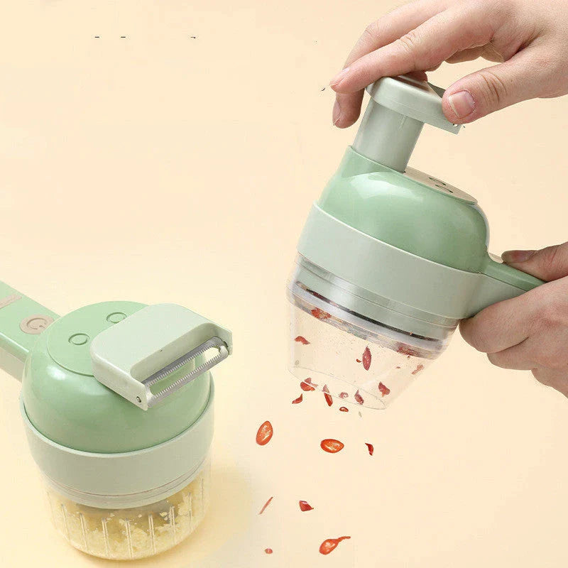 Versatile electric kitchen prep machine with multiple attachments for chopping, slicing, mixing, and more
