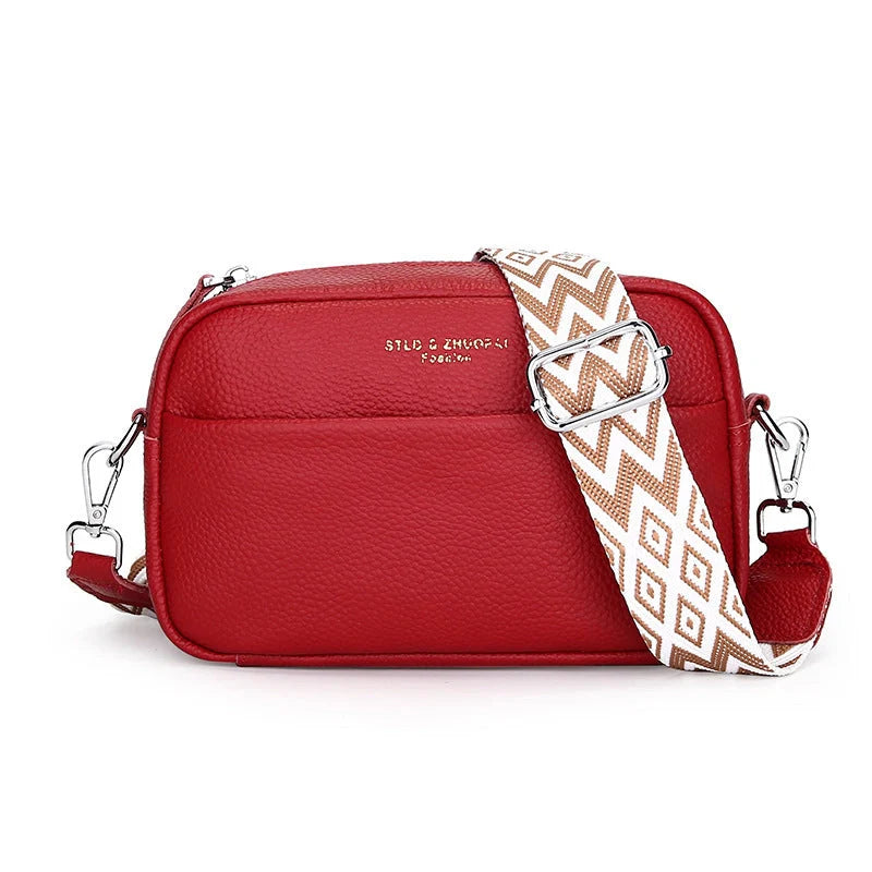 Stylish cowhide shoulder messenger bag with adjustable strap in various colours