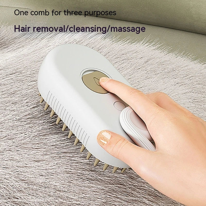 Premium 3-in-1 Pet Grooming Brush with Gentle Steam Spray, Massaging Comb, and Hair Removal Function for Cats and Dogs
