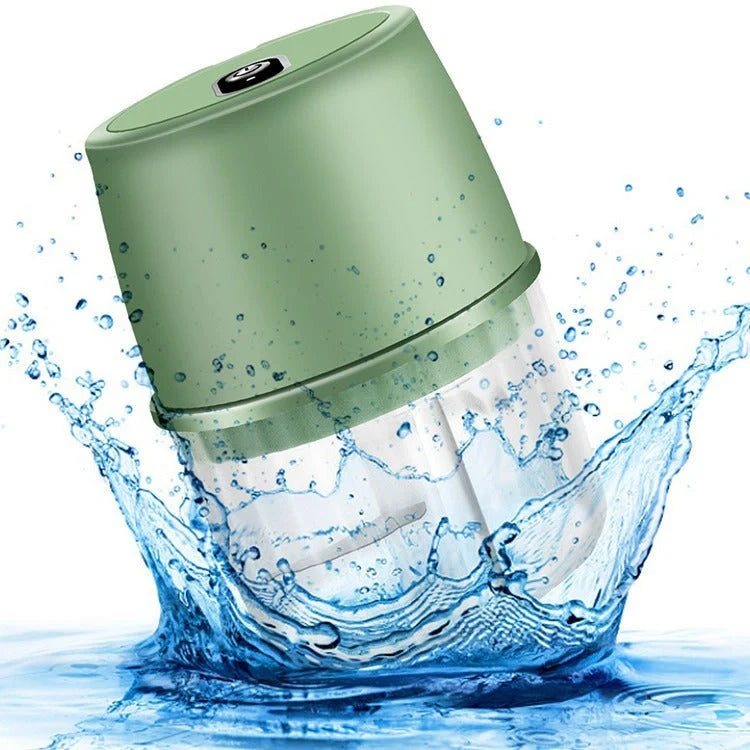 Compact USB Rechargeable Electric Garlic Press and Food Chopper with Stainless Steel Blades, Soft-Grip Lid, and Non-Slip Base