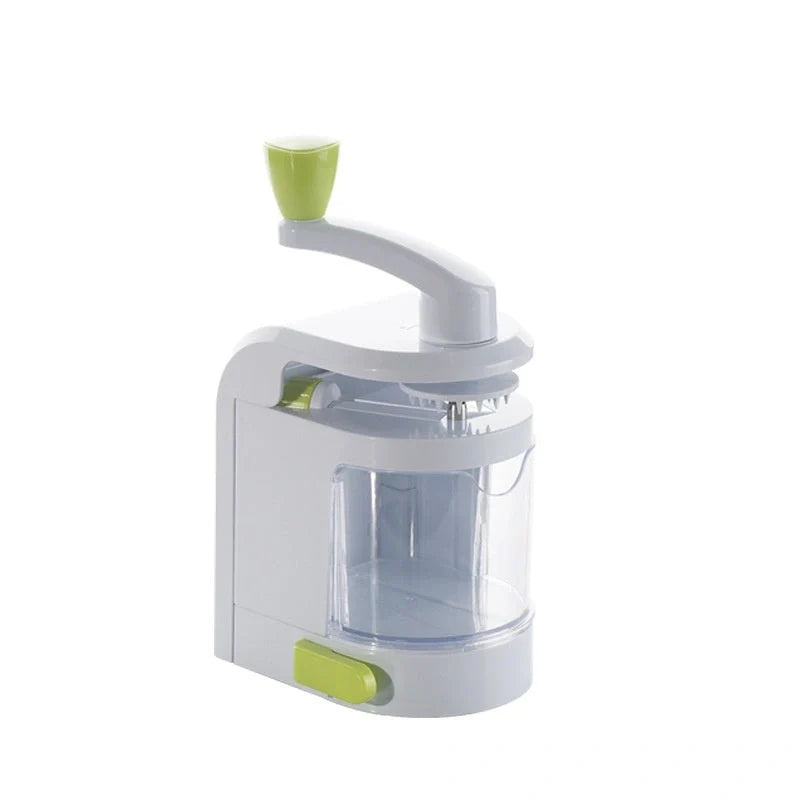 Multifunctional mandoline slicer with suction base and four drum blades for versatile kitchen prep.