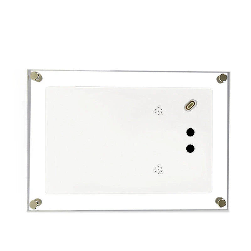Stylish digital photo frame with high-resolution display, supports photo, video, and music playback