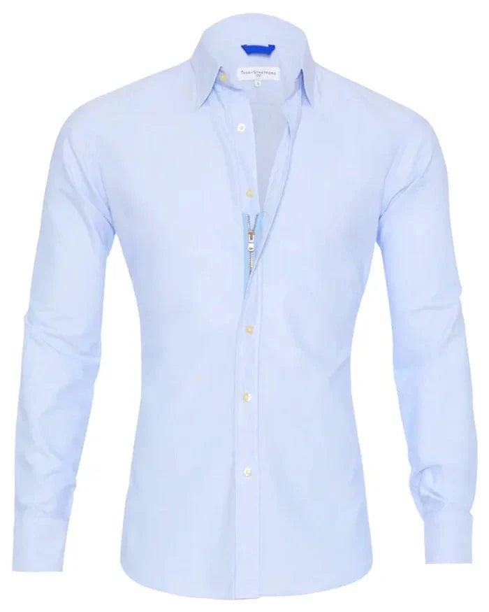 Stylish Long Sleeve Shirt with Zipper and Button Design for Men in Various Colors