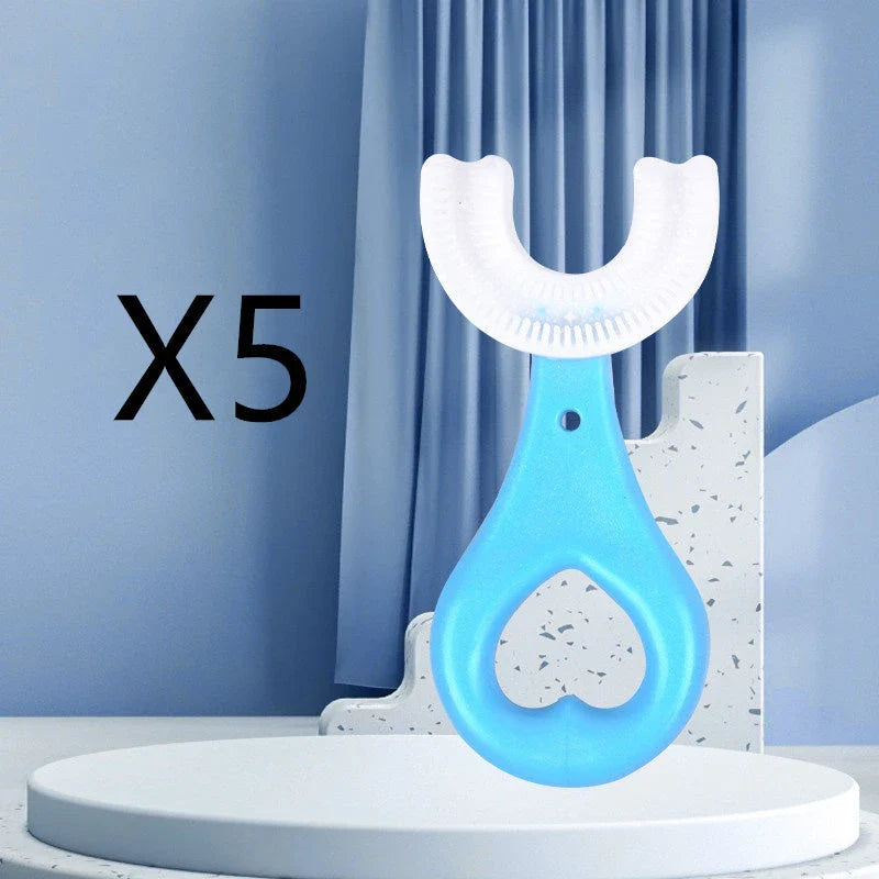 U-Shaped Soft Rubber Toothbrushes for Kids in Vibrant Colors