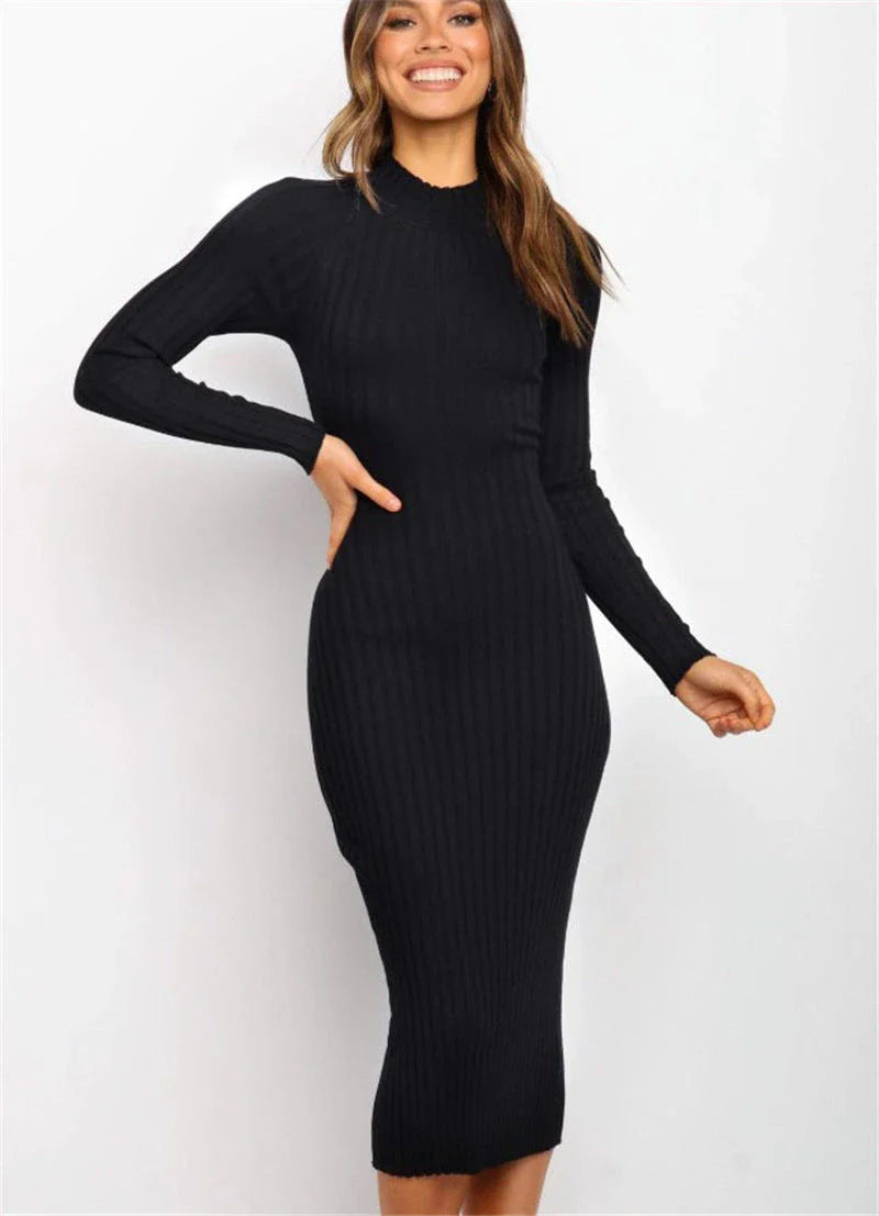 Premium backless bow sweater dresses for women in green, black, and pink colors