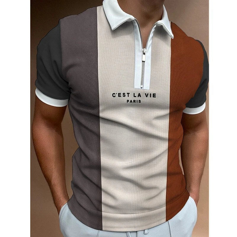 Premium Striped Polo Shirt - Stylish Short Sleeve Tee for Men