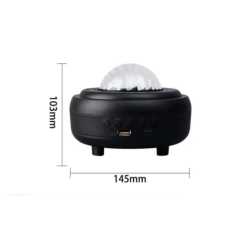 Galaxy Star Projector with Bluetooth speaker and 7 light effects, creating a mesmerizing starry night sky in any room