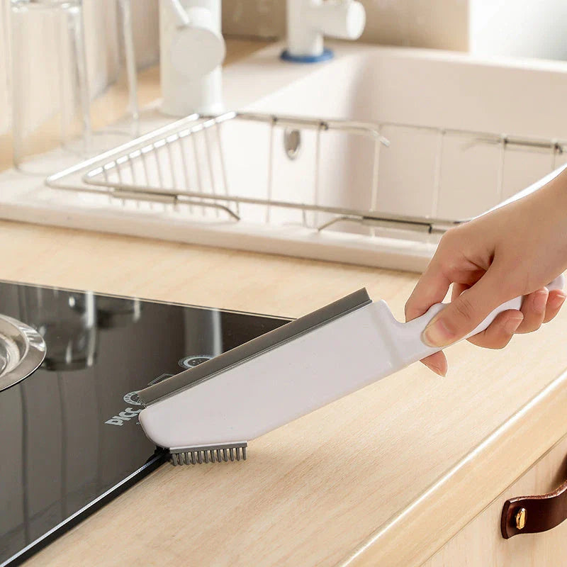 Multipurpose cleaning brush set with removable heads, soft bristles, and scraper for thorough cleaning of kitchen, bathroom, and household surfaces