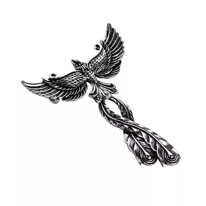 Zinc alloy phoenix pendant necklace with detailed design and 65CM chain