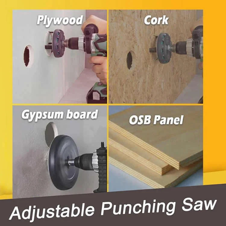 Adjustable hole cutter with infinitely adjustable diameter range and triple-blade design for precise, burr-free cuts on various materials