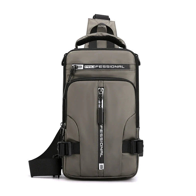 Versatile men's crossbody bag with multifunctional backpack, shoulder, and chest pack design in various colors